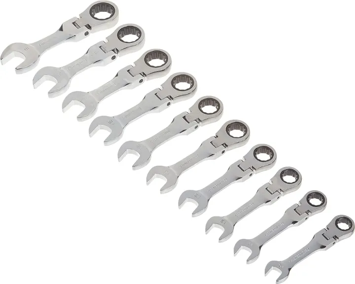 GEARWRENCH 10 Pc. 12 Pt. Stubby Flex Head Ratcheting Combination Wrench