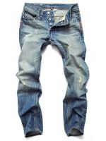 Celana Jeans Denim ขาดสำหรับผู้ชายขนาดพอดีตัวตรงสีน้ำเงินสูง40กางเกงยีนส์ดีไซน์เนอร์42