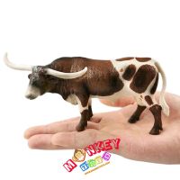 Monkey Toys - โมเดลสัตว์ Texas Longhorn วัวเท็กซัส ลองฮอร์น น้ำตาล ขนาด 15.00 CM (จากหาดใหญ่)