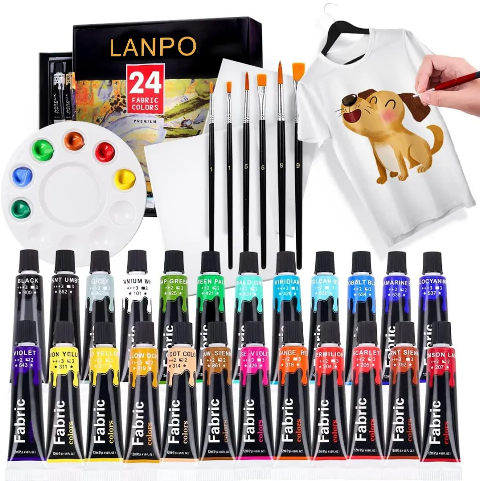 Acrylic Paint Set for Kids Include 24 Pack 0.4 oz Acrylic Paints for Canvas  Painting and 6 Brushes 