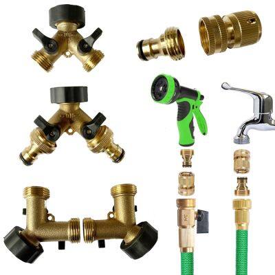 3/4 Y Outdoor Irrigation Valve 2 Way Quick Garden Water Connector Hose Splitter Tap Splitter Brass Manifold Washing Machine Hose