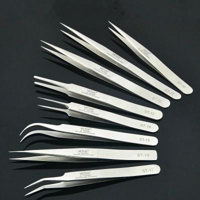 【LZ】┋✸□  1pcs New Stainless Steel Industrial Anti-static Tweezers watchmaker Repair Tools Excellent Quality