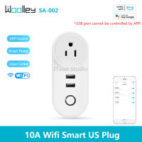 WOOLLEY Wifi Smart Plug พอร์ต USB สมาร์ทซ็อกเก็ต eWeLink APP รีโมทคอนโทรล US Plug Smart Timing Schedule 10A Smart Home Plug, SA-014/SA-002