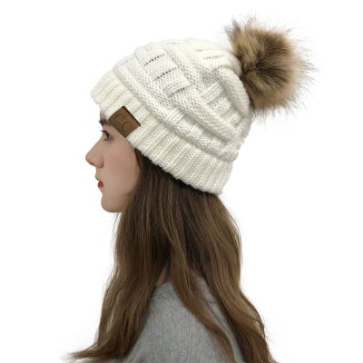 [COD] 20 cross-border best-selling trendy all-match adult knitted hats with wool ball labeling for autumn and winter warm ponytail woolen dual purposes