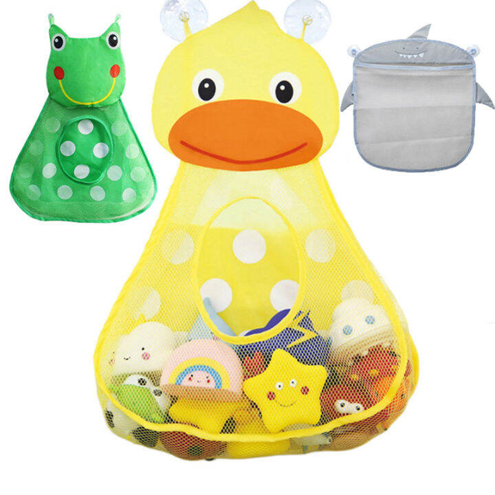 Baby Bath Toys Mesh Bag Kids Bathroom Toy Storage Bag Duck Frog Suction
