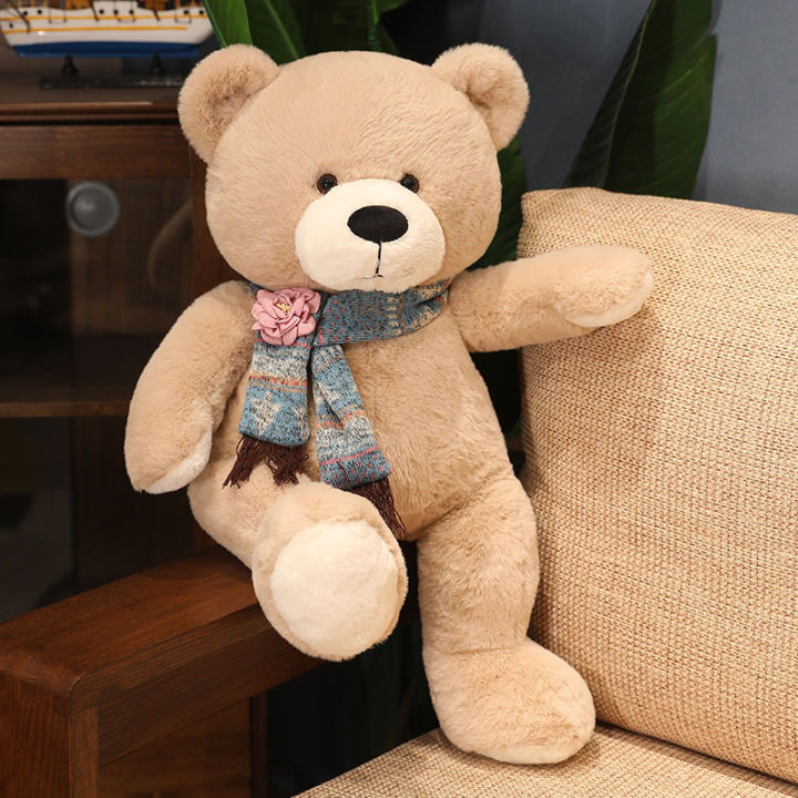 ยักษ์-kawaii-ตุ๊กตาหมีน่ารักกับผ้าพันคอยัดไส้สัตว์หมอนของเล่นตุ๊กตาเบาะเด็กคนรักวันเกิดของขวัญเด็ก
