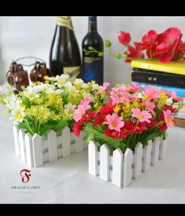 [sg] BUNGA KRISAN + VAS PAGAR KAYU bunga hias/bunga pagar/bunga