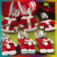 GJCUTE 6x Santa Suit ผู้ถือช้อนส้อมคริสต์มาสบนโต๊ะอาหารเครื่องเงินกระเป๋าตกแต่ง