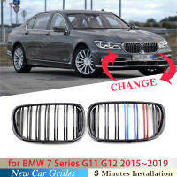 ABS สำหรับ BMW 7 Series G12 G11 2015 2016 2017 2018 2019รถอุปกรณ์เสริมด้านหน้าไต Grille Dual Slat Grilles Blackened ชุดกีฬา