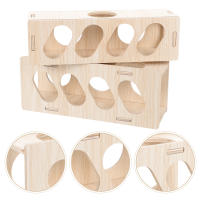 Zecetim 2pcs Hamster Tunnels Wood Hamster Hideout หนูตะเภา Hideout หนูตะเภาซ่อนอุโมงค์