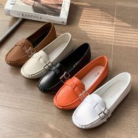 HOT★ผู้หญิง Oxford รองเท้าคู่หัวเข็มขัดแบนรองเท้าผู้หญิงสีดำ Loafers เย็บรองเท้าสบายๆรองเท้า Zapatillas Mujer 9891N