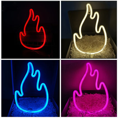 Flame Fire Sign Neon Light LED Decoration Wall Hanging Lamp Nightlight Ornaments for Live Room Home Store Birthday Party Gift