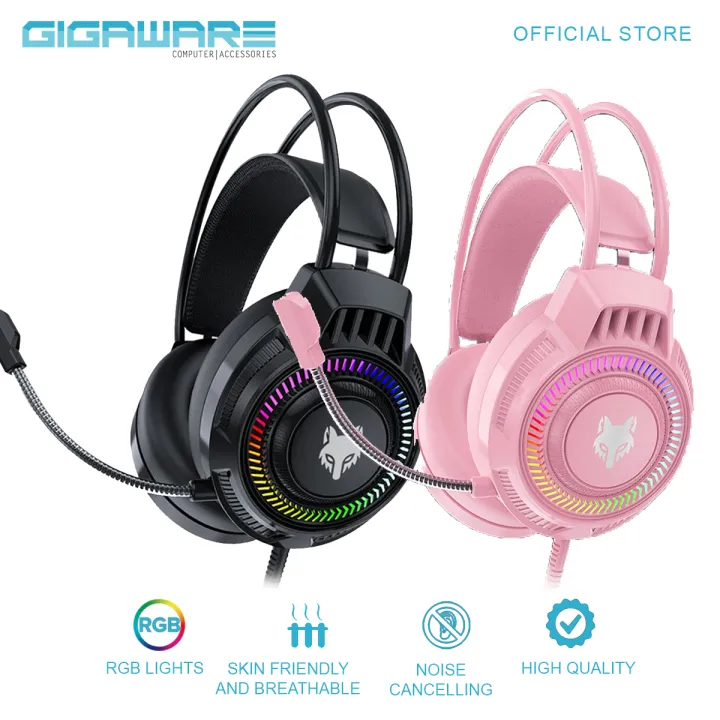 Gigaware XYH66 Gaming Headphones LED Wired Headset Noise Cancelling