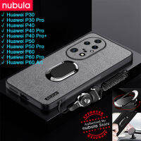 NUBULA เคสผิวเปลือกไม้สำหรับ Huawei P30 Pro P40 Pro + Plus,เคสหนังรู้สึก Huawei Hp P50 Pro เคสกันกระแทกโทรศัพท์มือถือขาตั้งสายคล้องมือรถยนต์ฟรีฝาครอบหลังสำหรับ Huawei P60โปร P60อาร์ต