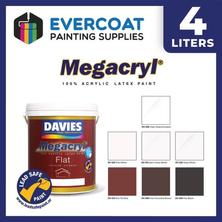 【COD】plve827qex740 Davies Megacryl 100 Acrylic Latex Paint WaterBased 4L Lazada PH