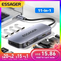 Essager 11 in 1 USB C HUB 4K 30HZ Type C Docking Station For Macbook Air Pro Adapter Splitter For Laptops HDMI-Compatible RJ45