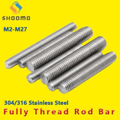 304 Stainless Steel Fully Threaded Bar Rod Stud Right Hand Thread Lead Screw for Anchor Bolts Clamps Hangers Fastener M2-M5