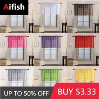 【CW】 1 Piece Rod Color Sheer Tulle Short Curtains Valance Tie Window Voile Drapes Roman Rideaux