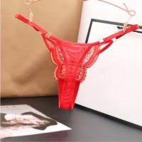 OCEANMAP Transparent Women Panties Underwear Butterfly Embroidery Lace y Bandage Thin Belt Mesh BriefsMulticolor