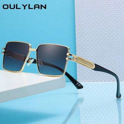 ☢✓ Oulylan Business Mens Sunglasses Metal Frame Square Goggles Gradient Eyewear UV Protection Vintage Brand Driving Sunglasses Men