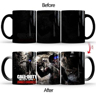 【High-end cups】1ชิ้นใหม่350มิลลิลิตร Thermochromic เมจิกถ้วยเกม Call Of Duty เปลี่ยนสีแก้วเซรามิกกาแฟถ้วยนมของขวัญสำหรับเด็กเพื่อน