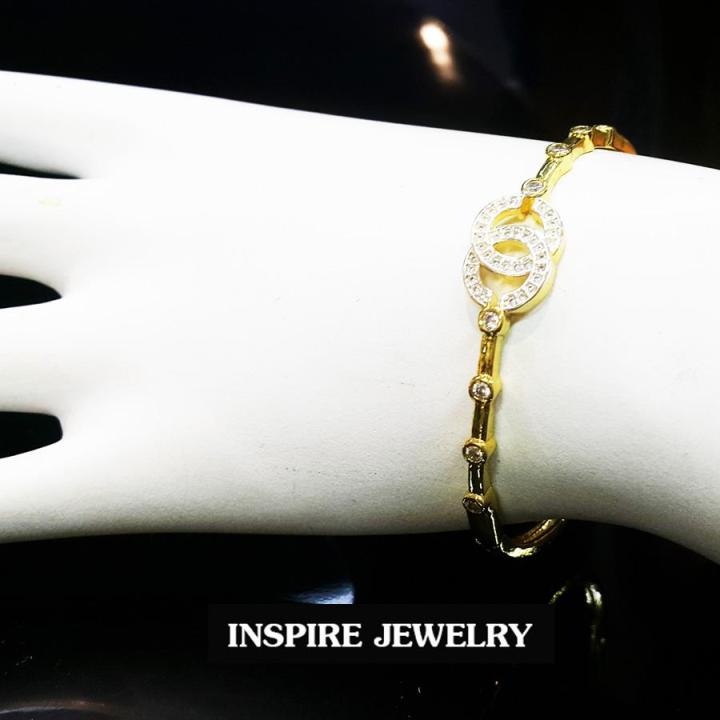 inspire-jewelry-กำไลฝังเพชรสวิส-งานจิวเวลลี่-gold-plated-diamond-cloning