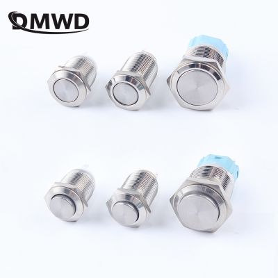 12mm 16mm 19mm metal push button switches without LED Panel Hole Power Push Button Flat Head Momentary Locking Soldering NO/NC