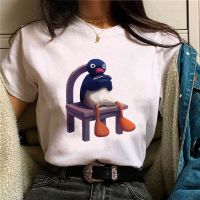 Pingu เสื้อยืดผู้หญิงลายการ์ตูนเสื้อผ้าแนวสตรีทการ์ตูนญี่ปุ่นเด็กผู้หญิงเสื้อยืดขบขัน