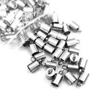 20pcs Stainless Steel Cord Ends Caps Glue-in End Caps Leather Cord Clasp for DIY Tassel Bracelet Necklace Pendant Jewelry Making