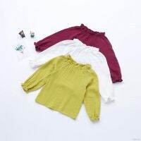 Lifetime Cute Baby Girls Long Sleeve Cotton Blouse Doll Collar Solid Color Top