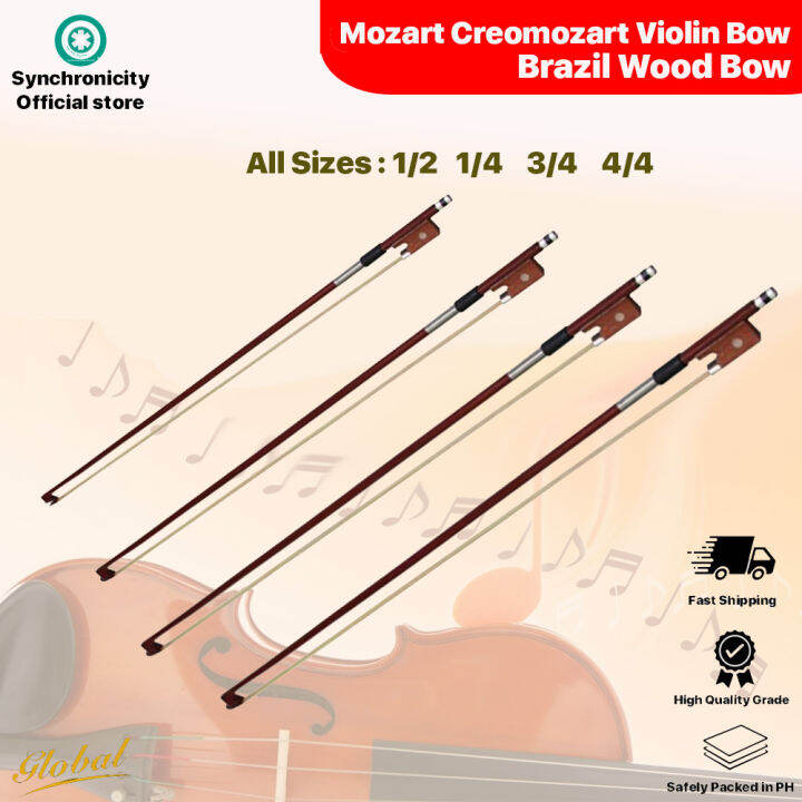Violin Bow Mozart 4/4 3/4 1/2 1/4 Natural Varnish Fiddle for Kids