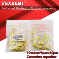 ◊⊙ 10valuesx5pcs 50pcs Correction capacitor package kit Polypropylene Safety Plastic Film Capacitor Kit 1nF-0.47uF Set