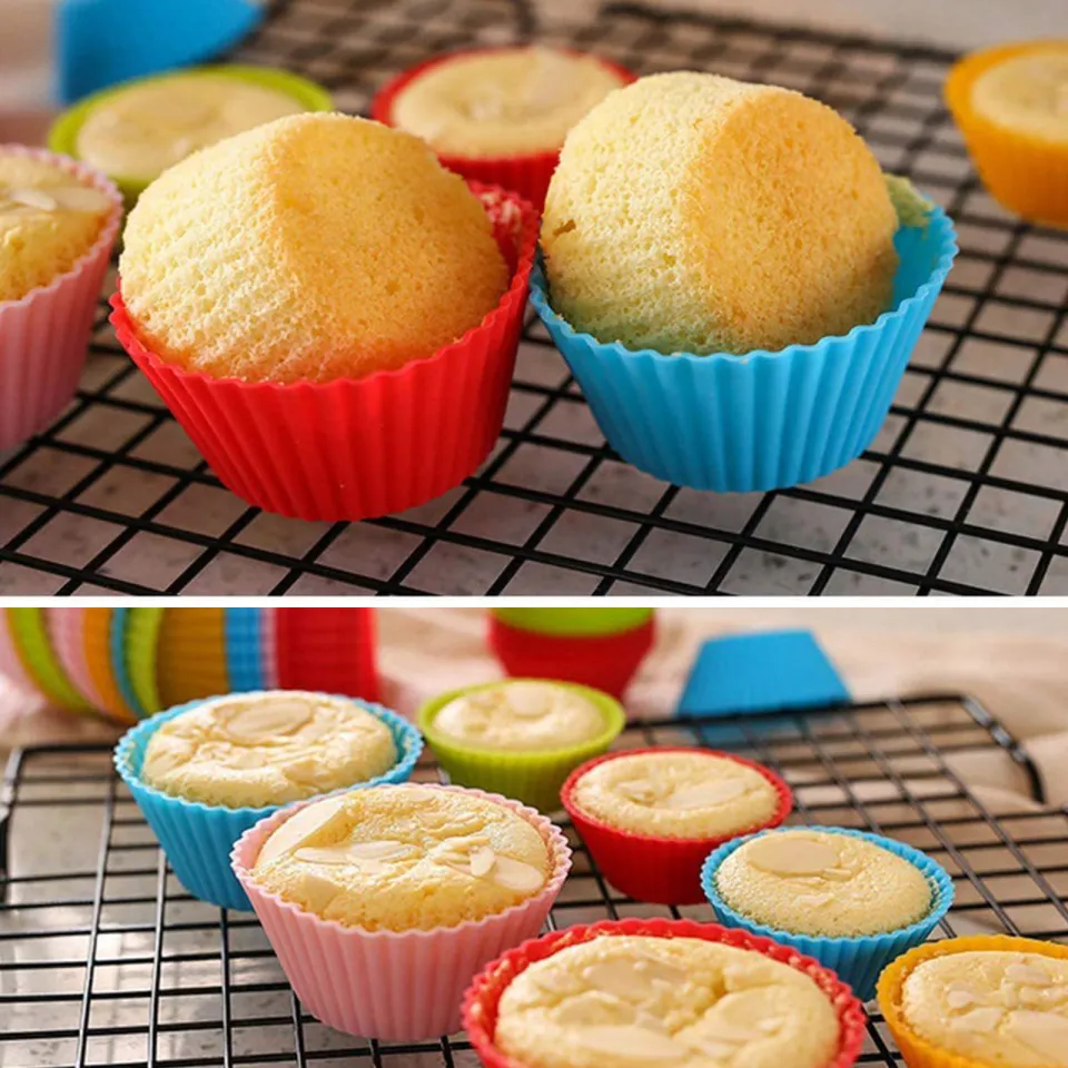 12pcs/Set Round Shaped Muffin Cupcake Baking Molds Silicone Cake Mold DIY 
