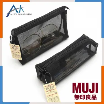 MUJI transparent Mesh Pencil Case Office Student Pencil Case Nylon School  PenBox