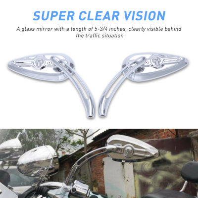 รถจักรยานยนต์ Skull Teardrop กระจกมองหลังด้านข้างสำหรับ Harley Street Glide พิเศษ Sportster 1200 883กระจกมองหลัง Accessories