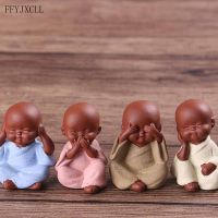 4 Color Ceramic Ornaments Monk Small Buddha Statue Monk Figurine Tathagata India Yoga Mandala Tea Pet Ceramic Crafts Decorative