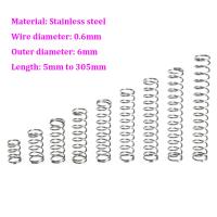【☸2023 New☸】 zhongkouj558251 เส้นผ่าศูนย์กลางสาย0.6สเตนเลสสตีลสปริงอัด Od 6มม. ความยาวสปริงรับแรงดัน5มม.-305มม