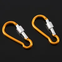 Aluminum Travel Adjusting Screw Carabiner Clip Hook 5cm Long 2-PIECE Gold-colored