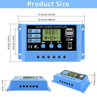 Shangtanpu เครื่องควบคุมการชาร์จโซล่า10A 20A 30A 12V 24V ตัวควบคุมแอลซีดีพีวีแผงโซล่าร์รถยนต์สำหรับแบตเตอรี่ตะกั่วกรดแบตเตอรี่ลิเธียม USB คู่