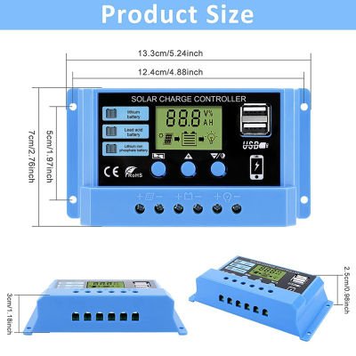 xunxingqie 30A 20A 10A SOLAR Charge Controller 12V 24V Auto SOLAR PANEL PV LCD Controller สำหรับ Lead-Acid Battery, LITHIUM Battery Dual USB