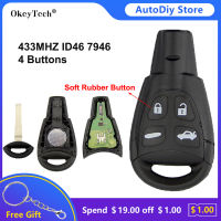 OkeyTech 4 Buttons Car Smart Remote Control Key For SAAB 9-3 9-5 wf 2003-2011 433MHZ ID46 PCF7946 Chip Keyless Fob LTQSAAM433TX