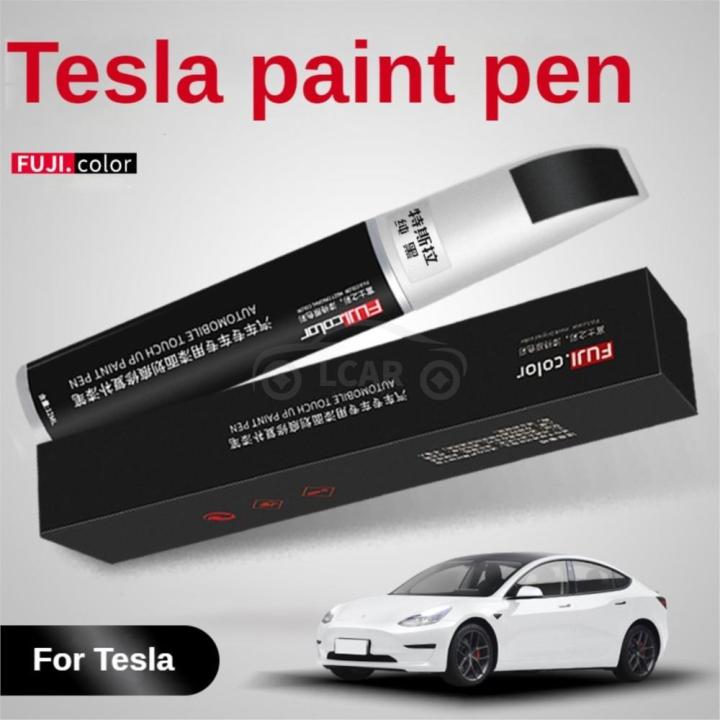 ปากกาทัชสกรีนสำหรับ-tesla-model3-y-x-s-สีดำเพนท์สีขาวแก้ไขรอยขีดข่วนอุปกรณ์ซ่อมสีรถยนต์เจ้านายผ้าคลุมล้อ