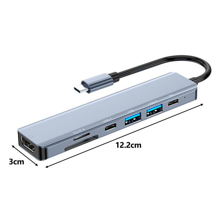 yeqinhuia-usb-3-0แท่นวางมือถืออุปกรณ์เสริมสำหรับการเชื่อมต่อกับแลบทอป-usb-แท่นวางมือถืออุปกรณ์เสริมสำหรับการเชื่อมต่อกับแลบทอป-usb-7-in-1แท่นวางมือถือฮับต่อพ่วง-usb-ความเร็วสูงพร้อม-pd-ชาร์จบัตร-tf-เค