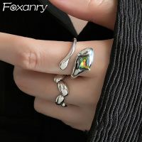 Lamberts FOXANRY Minimalist Rings for Irregular Zircons Jewelry Accessories