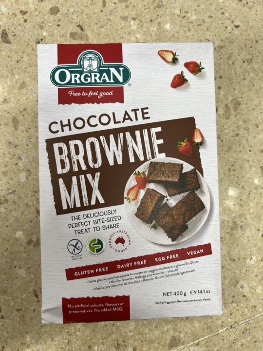 orgran-chocolate-brownie-mix-บราวนี่มิกซ์-รสช็อคโกแลต-สัญชาติออสเตเรีย-ออร์แกรน-สำหรับคนแพ้กลูเตน