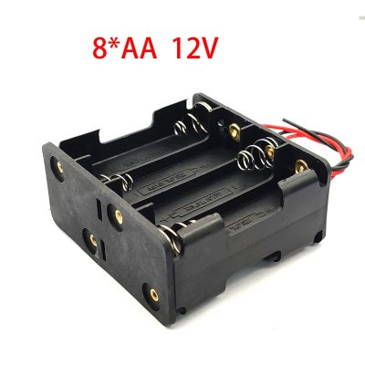 8AA 12V Battery Clip Slot Battery Storage Holder Battery Box Case 8xAA Batteries Stack With Line