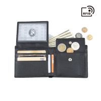 Mens Genuine Leather Wallet  Change Cover  Cowhide RFID Antimagnetic Wallet  Portable Coin Bag  Multiple Card Positions