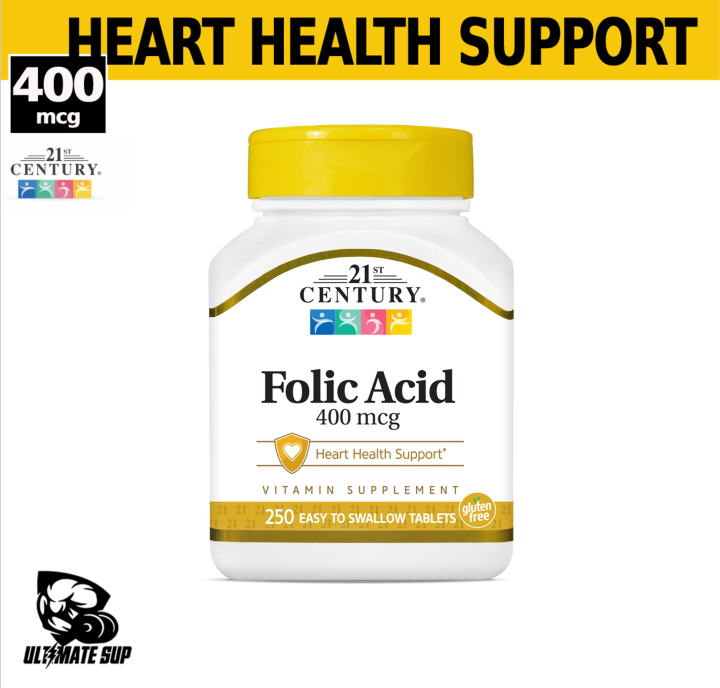 21st Century, Folic Acid, Heart Health Support, 400 mcg, 250 Easy to ...