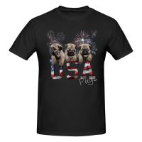 America Pug Puppy Usa Dog Fireworks 2022 T-Shirts Comfortable Ring Spun Cotton