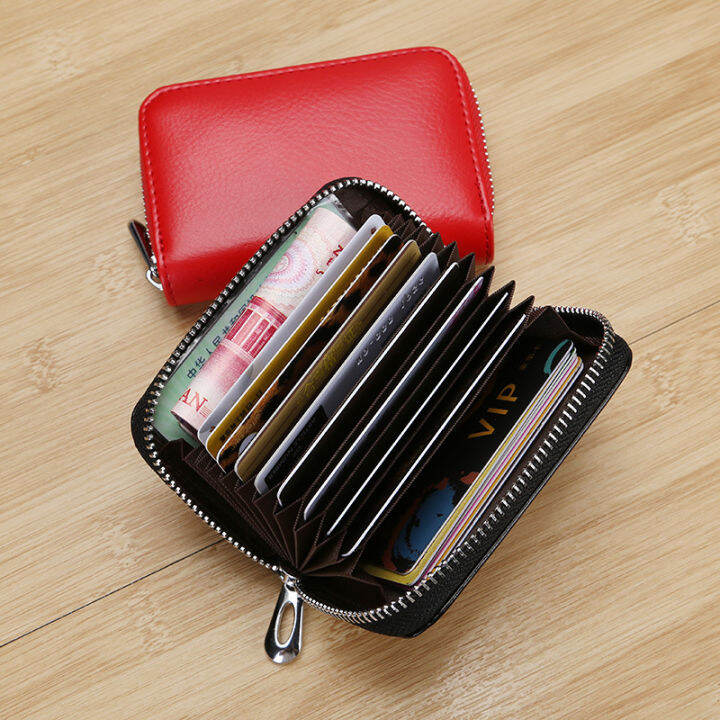 compact-card-holder-womens-card-holder-genuine-leather-credit-card-wallet-zipper-card-holder-mini-wallet-for-women